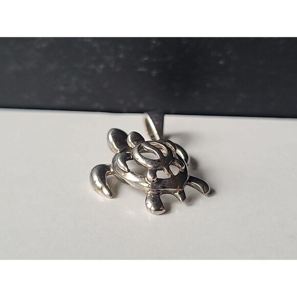 925 Sterling Silver Sea Turtle With Baby Pendant Vintage - Picture 3 of 10
